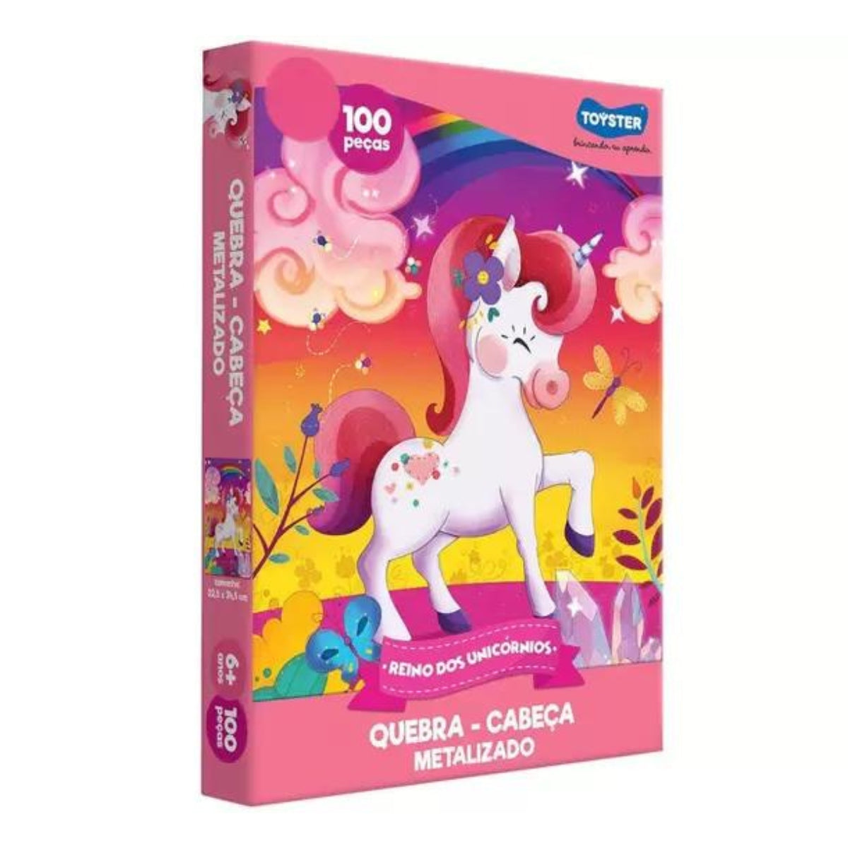Reino Dos Unicórnios Quebra-Cabeça Metalizado - 100 peças - Toyster Brinquedos Reino Dos Unicórnios Quebra-Cabeça Metalizado - 100 peças - Toyster Brinquedos